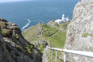 The view from part way down the steps to Lundy north lighthouse