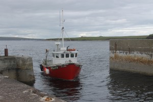 The boat arriving to collect us
