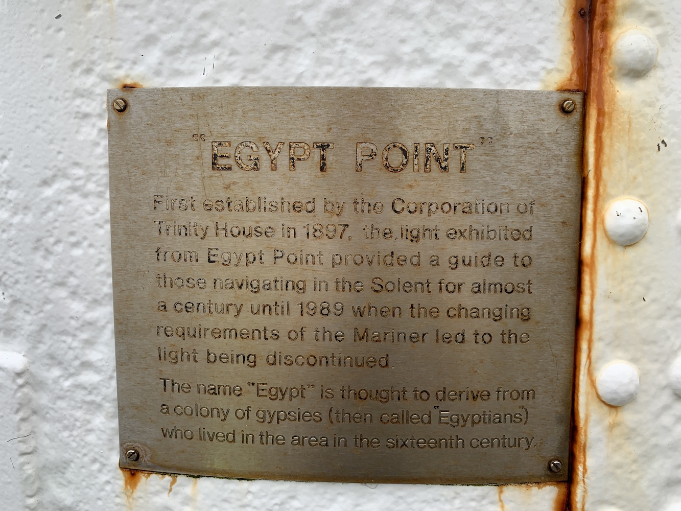 Egypt Point plaque
